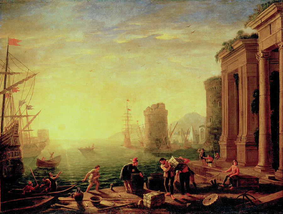 Claude Lorrain Painting - Morning in the Harbour by Claude Lorrain