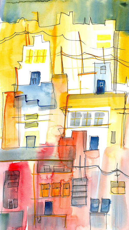 Morning in the Village 2 Painting by Tonya Doughty