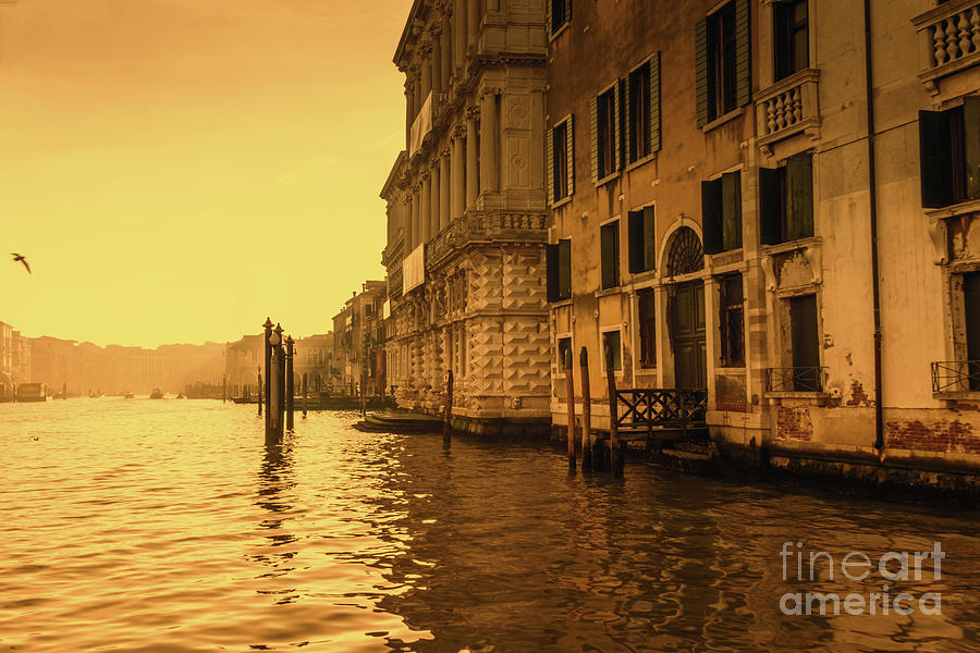 Morning in Venice sepia Photograph by Marina Usmanskaya