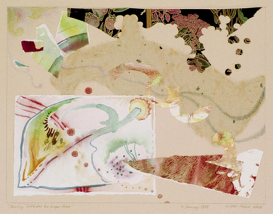 Collage Mixed Media - Morning Infiltrates the Grape Arbor by Eileen Hale Collage Mixed Media - Morning Infiltrates the Grape Arbor by Eileen Hale