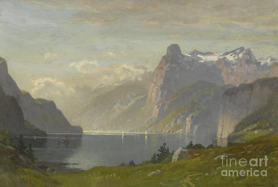 Lake Lucerne Painting - Morning Lake Lucerne by Celestial Images
