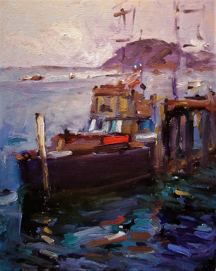 Boat Painting - Morning light in Morro Bay by R W Goetting