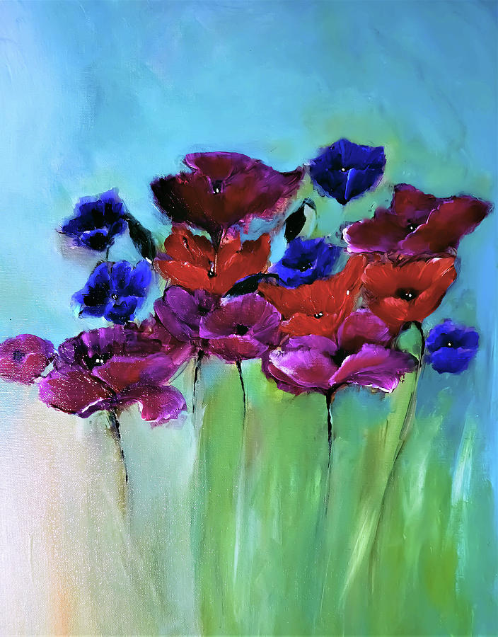 Morning Light Poppies Painting Digital Art by Lisa Kaiser