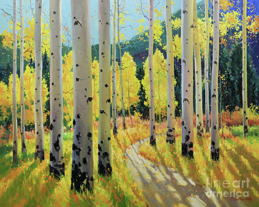 Morning Lights Of Aspen Trail Painting by Gary Kim