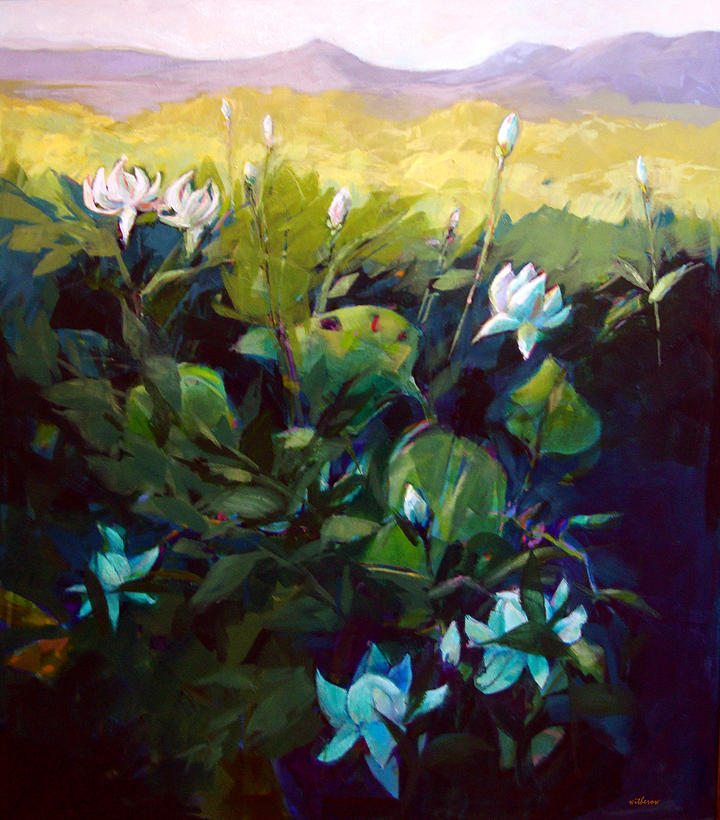 Flower Painting - Morning Lillies by Dale  Witherow