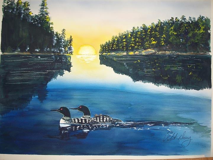 Morning Loons Painting by Robert Darcy - Fine Art America