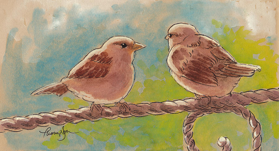 Bird Painting - Morning Meeting by Tracie Thompson