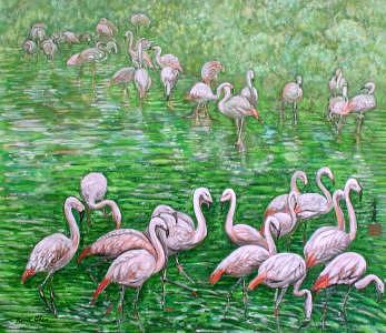 Orange Birds Painting - Morning Melody by Komi Chen Orange Birds Painting - Morning Melody by Komi Chen
