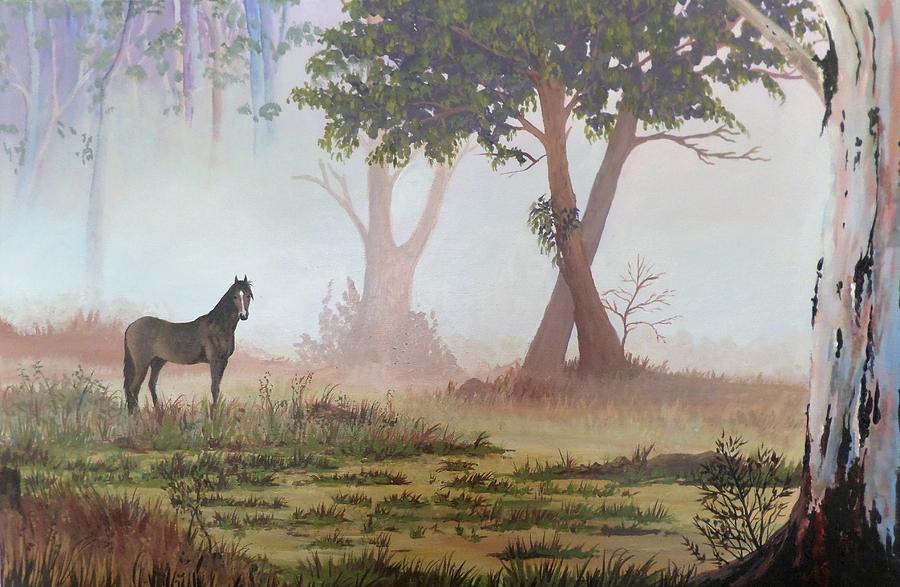 Tree Painting - Morning mist by Anne Gardner