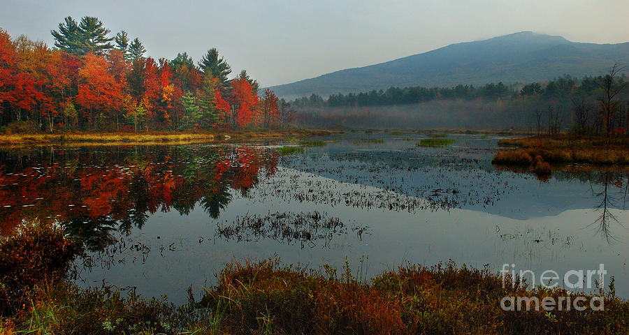 Morning Mist at Monadnock - New England Fall landscape Photograph by Jon Holiday