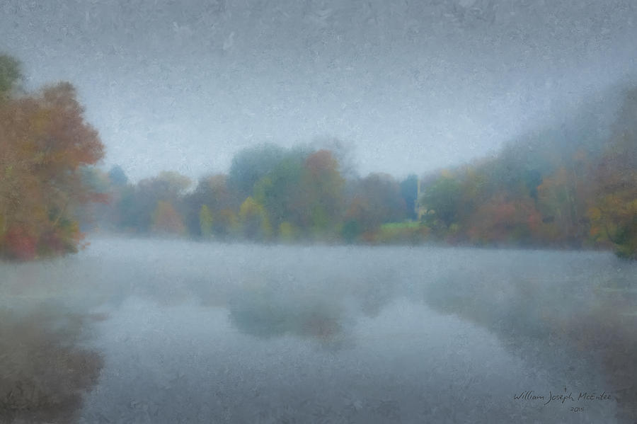 Morning Mist on Langwater Pond Painting by Bill McEntee