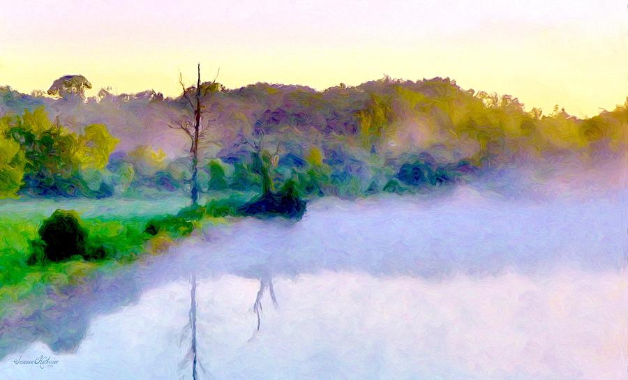 Tree Painting - Morning Mist Over Lake 2 by Susanna Katherine