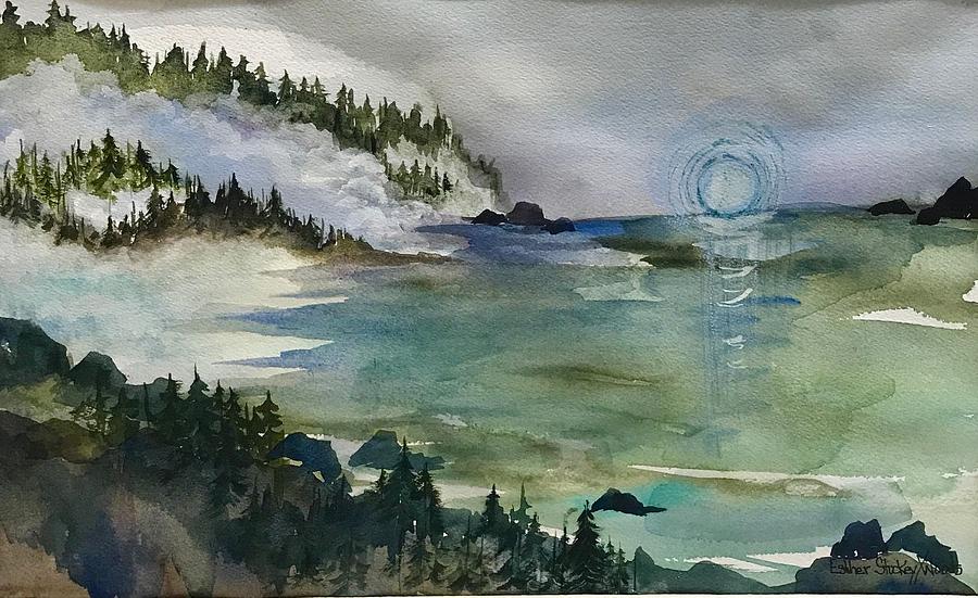 Morning Mist Pacfic North Coast Painting by Esther Woods