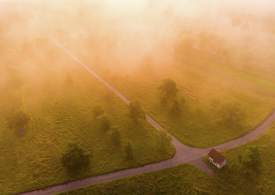 Morning mood warm orange light aerial landscape Photograph by Matthias Hauser