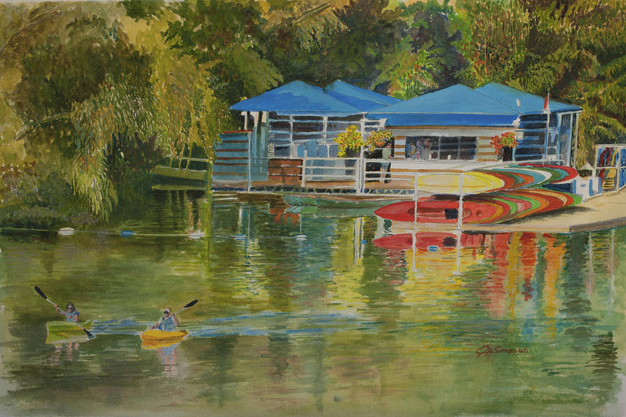 Morning on Lady Bird Lake Painting by E M Sutherland