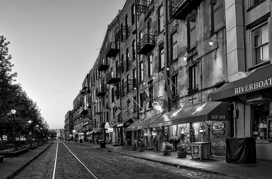 Morning on River Street in Black and White Photograph by Greg and Chrystal Mimbs