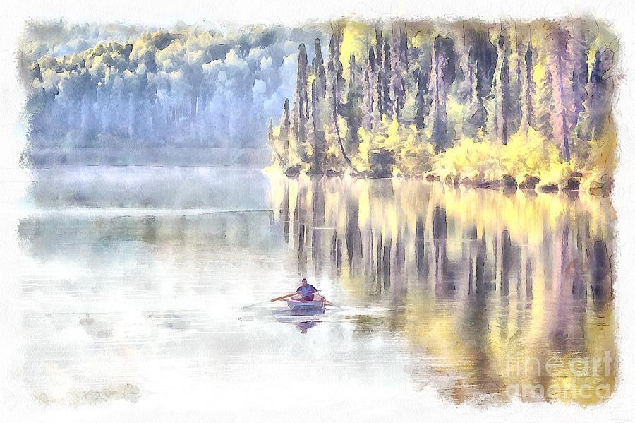 Morning on the Lake Digital Art by Eva Lechner
