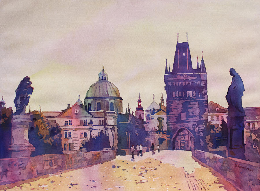 Morning on the St. Charles Bridge Painting by Jenny Armitage