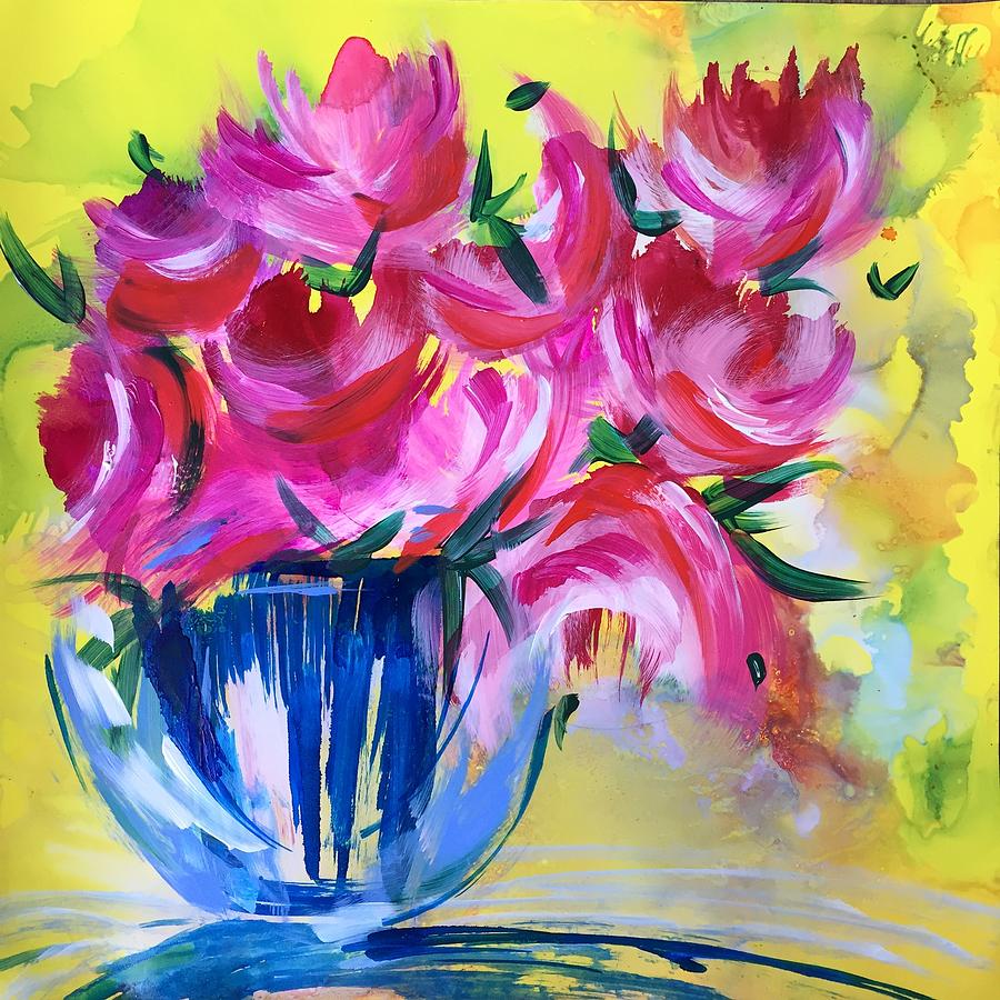 Morning Peonies Painting by Bonny Butler