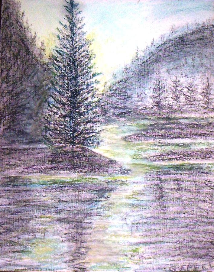 Pine Trees Drawing - Morning Pine by Gloria M Apfel