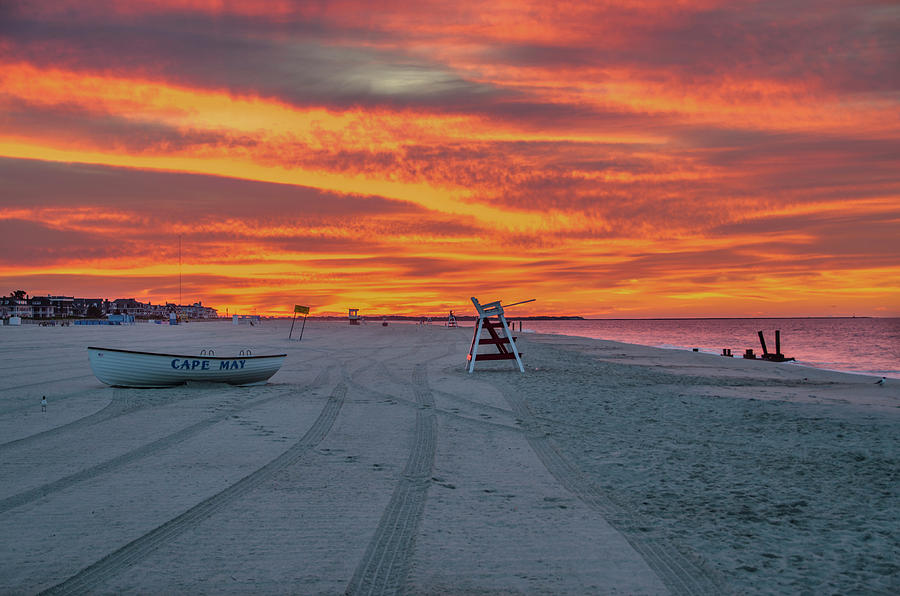 Morning Red Sky at Cape May New Jersey Photograph by Bill Cannon