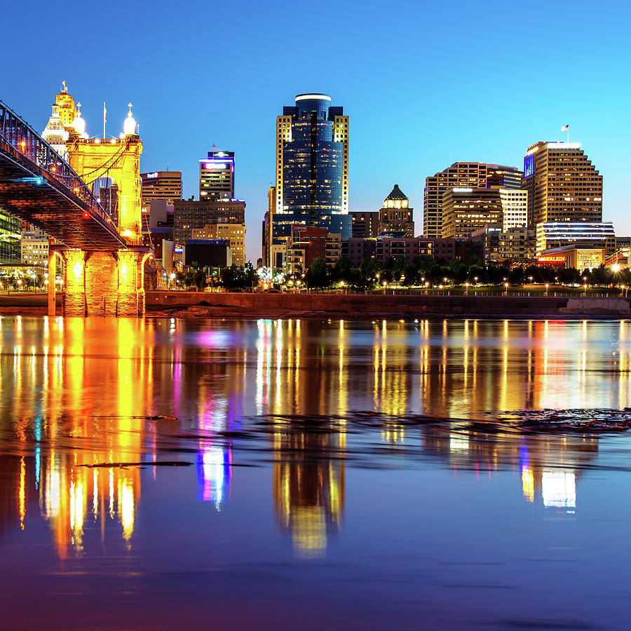 Morning Reflections Of The Cincinnati Ohio Skyline  