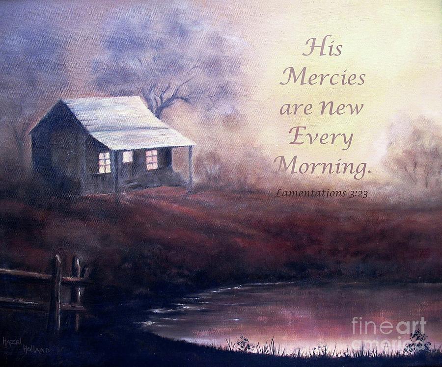 Tree Painting - Morning Reflections - Verse by Hazel Holland
