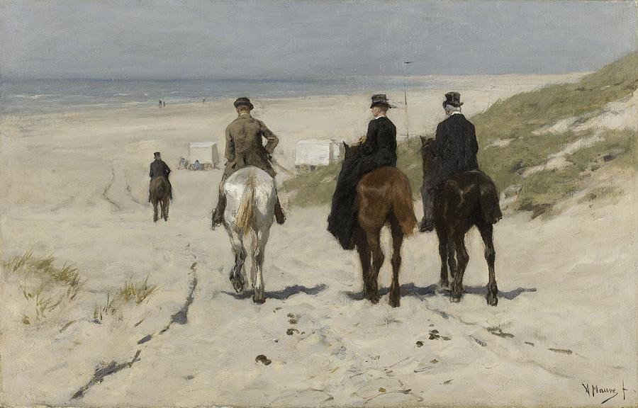 Morning Ride along the Beach Anton Mauve 1876 Painting by Vintage Collectables