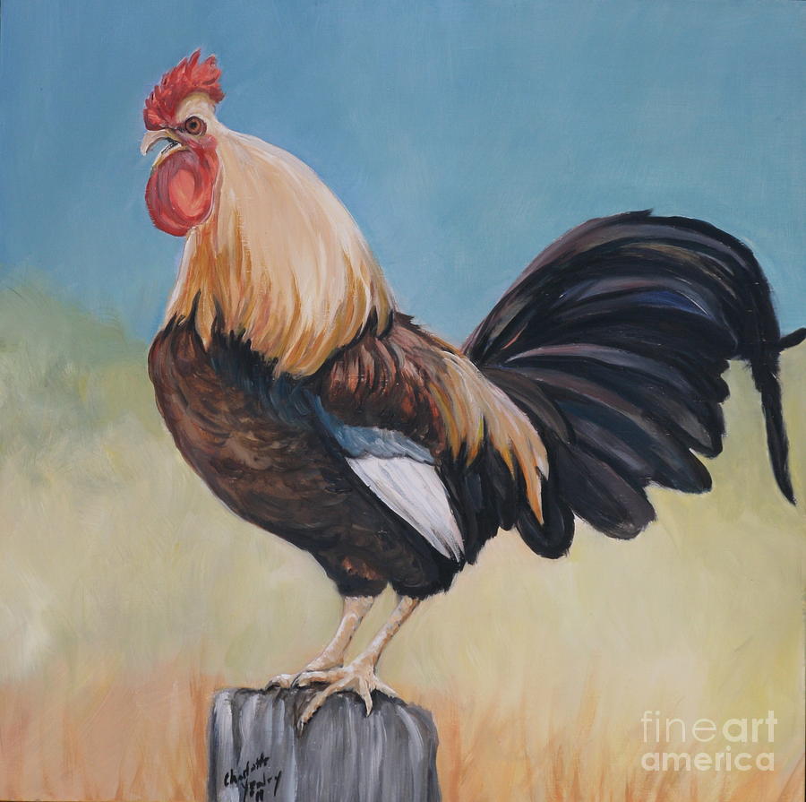 Morning Rooster Painting by Charlotte Yealey
