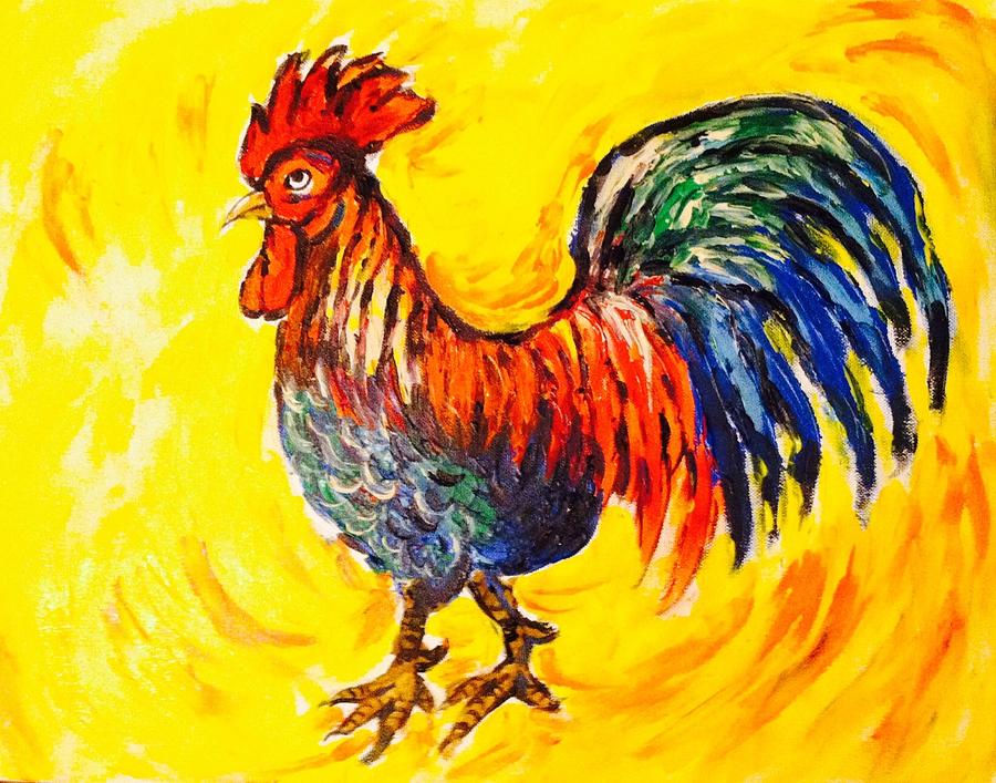 Morning rooster Painting by Hae Kim