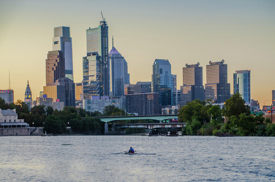 Morning Row on the Schuylkill River - Philadelphia Photograph by Bill Cannon