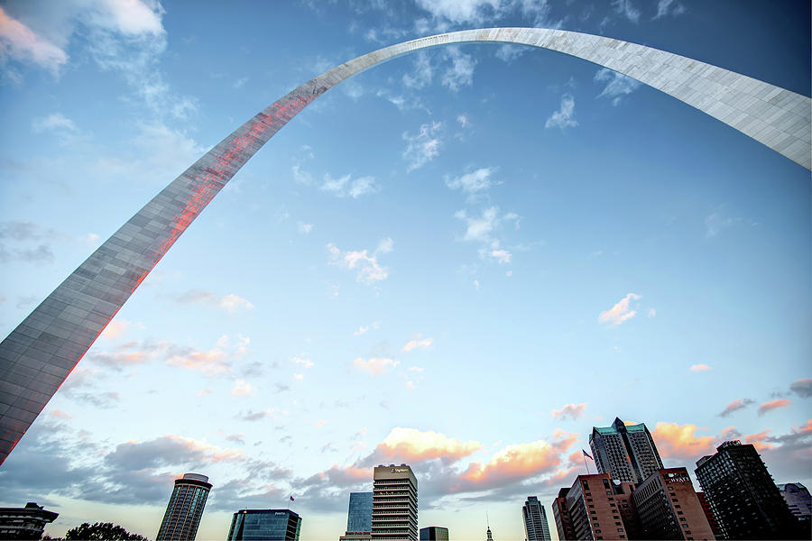 Architecture Photograph - Morning Saint Louis Skyline Under The Gateway Arch by Gregory Ballos