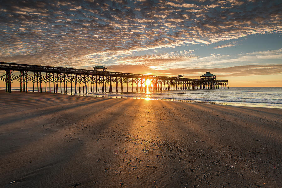 Morning Shadow - Folly Beach Pier  Photograph by Donnie Whitaker