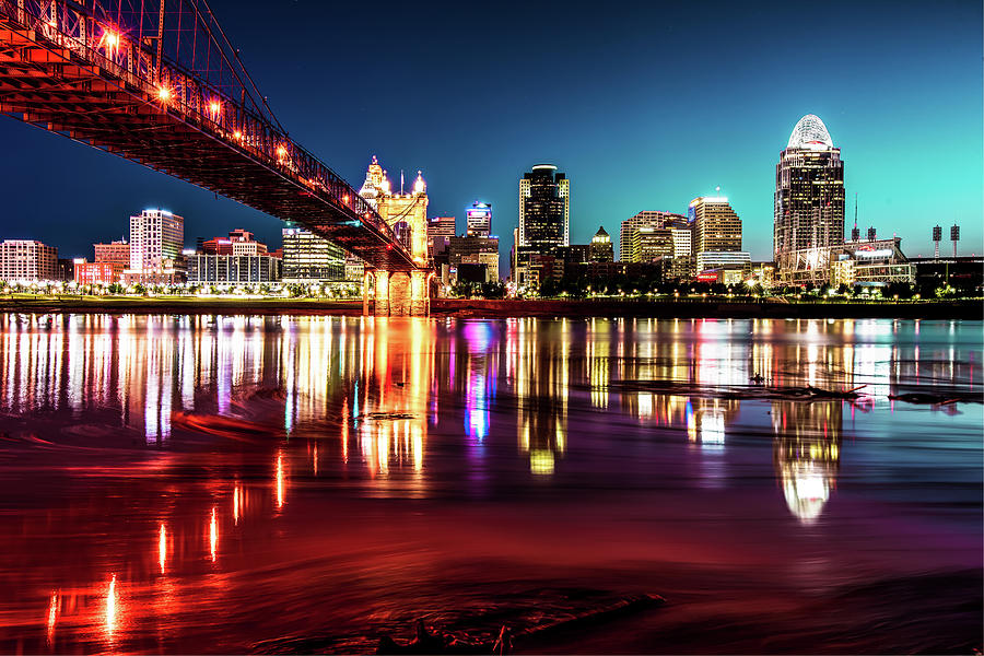 Morning Skyline Reflections of Cincinnati Ohio Photograph by Gregory Ballos