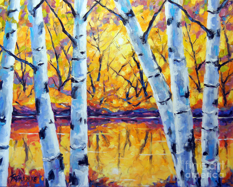 Morning Sparkle Birches by Prankearts Painting by Richard T Pranke