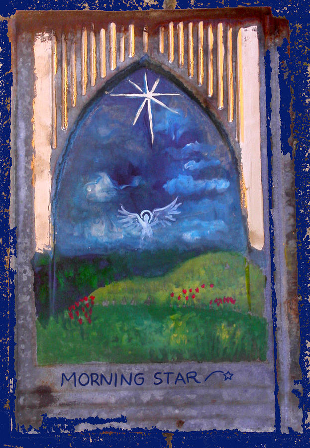 Morning Star Folk Art Painting by Anne Cameron Cutri