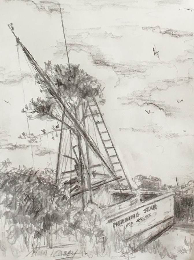 Shrimp Boat Drawing - Morning Star by Stan Tenney