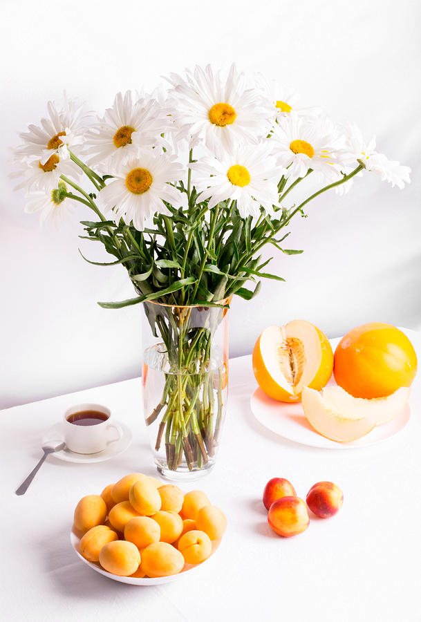 Tea Photograph - Morning still life with camomiles by Vadim Goodwill