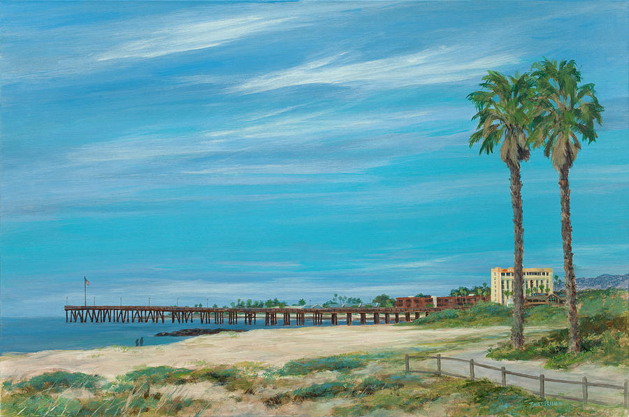 Beach Painting - Morning Stroll at the Ventura Pier by Tina Obrien
