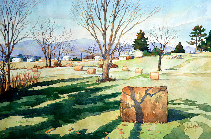 Morning Sun on Haybales Painting by Mick Williams
