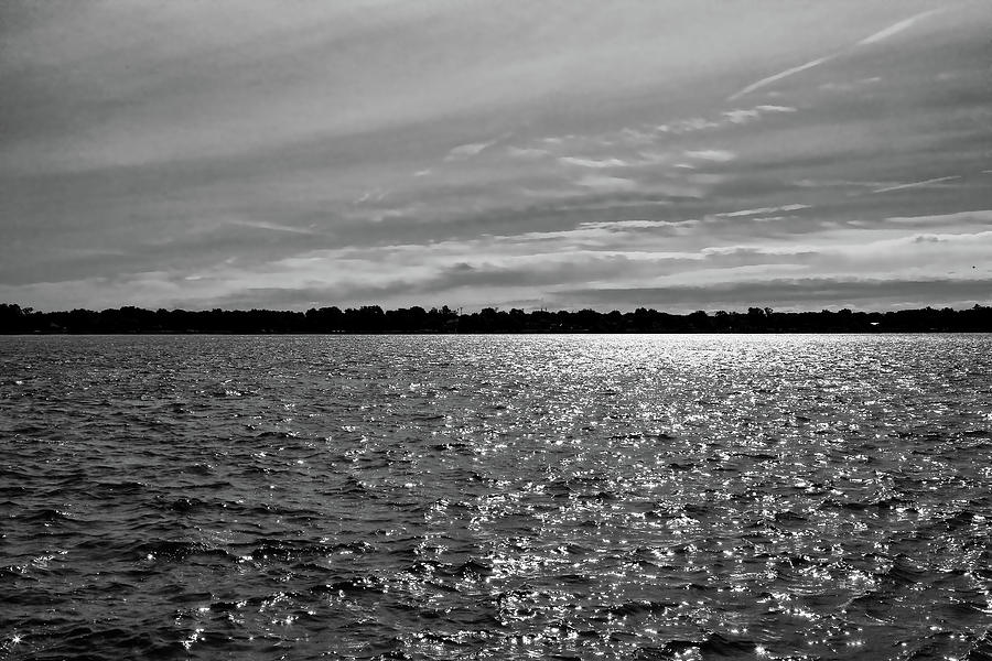 Morning Sun on the River 1 BW Photograph by Mary Bedy