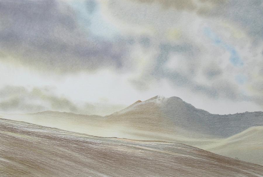 Mountain Drawing - Morning sun over Lliwedd by Alwyn Dempster Jones