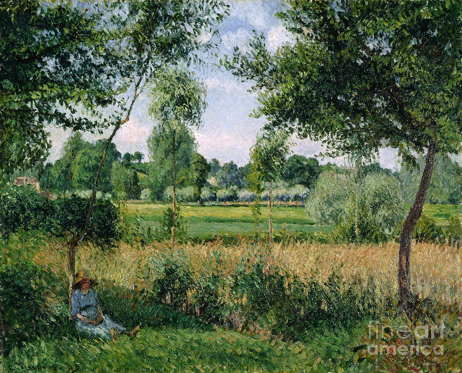 Camille Pissarro Painting - Morning Sunlight Effect at Eragny by Camille Pissarro