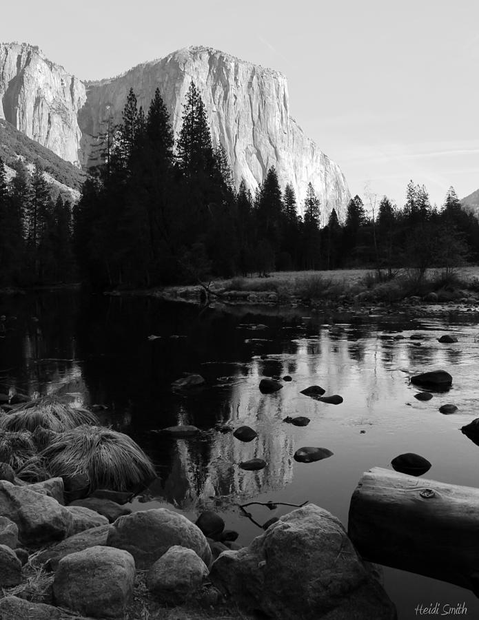 Morning Sunlight On El Cap - Black And White Photograph by Heidi Smith