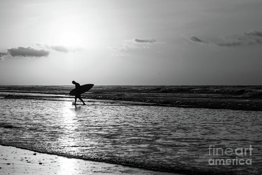 Morning Surfer Grayscale Photograph by Jennifer White