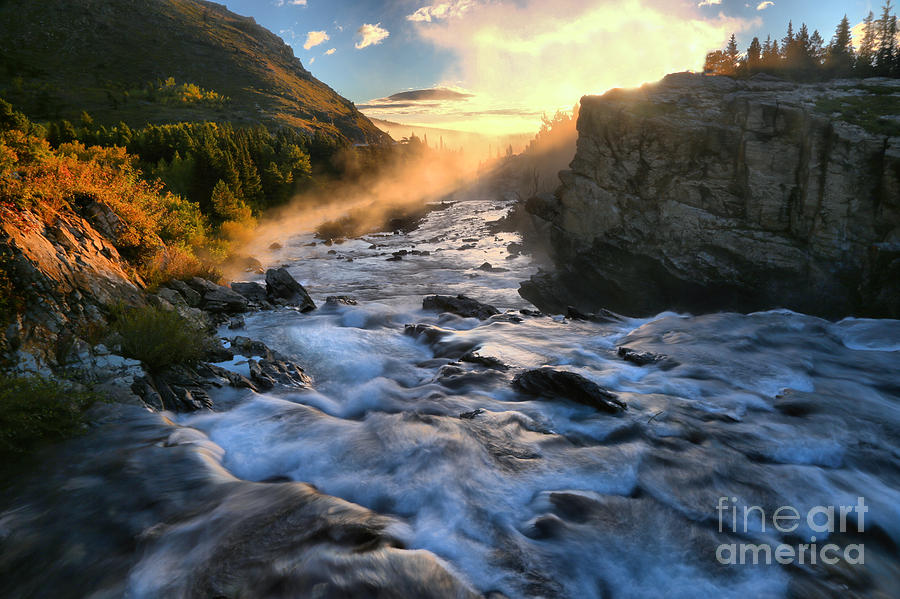 National Parks Photograph - Morning Swiftcurrent Sunbeam by Adam Jewell