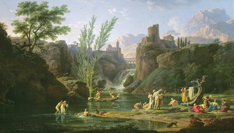 Tree Painting - Morning  The Bathers by Claude Joseph Vernet