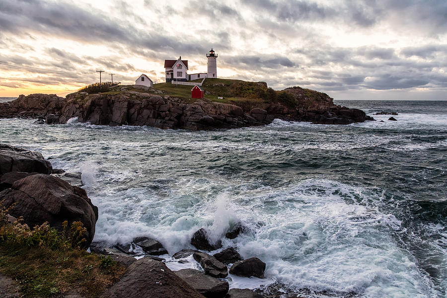 Morning Tide at Nubble Light Photograph by John Hoey