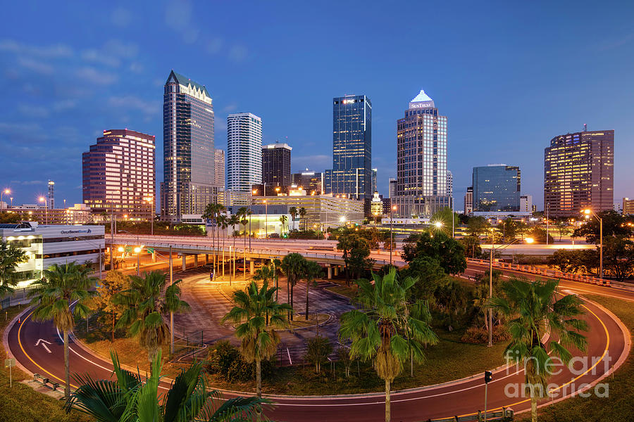 Morning Twilight over Tampa II Photograph by Brian Jannsen
