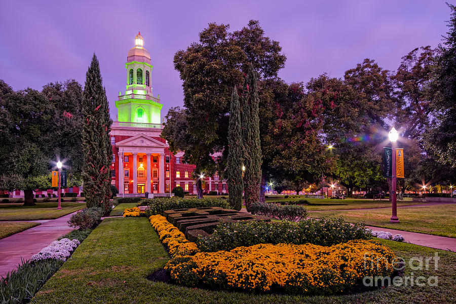 Morning Twilight Shot of Pat Neff Hall from Founders Mall at Baylor University - Waco Central Texas Photograph by Silvio Ligutti